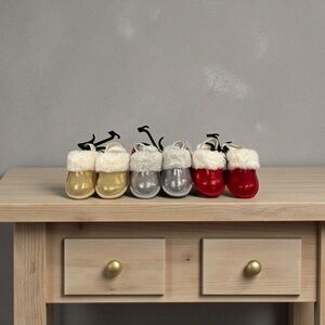 Set of Toddler Slippers in Gold, Silver, and Red